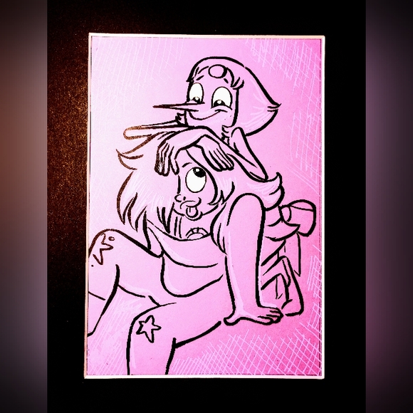 SU "Cuddly Gem Gals" Amethyst & Pearl Acrylic Paint Art- Raven Molisee - Picture 2 of 2